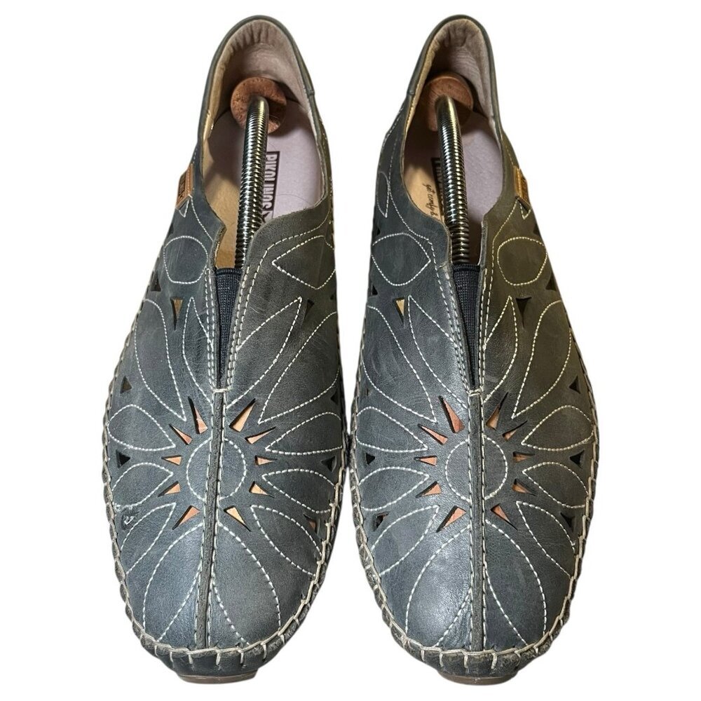 PIKOLINOS Loafers Leather Jerez Woman Flats Size‎ 10 Blue/Grey Closed Toe